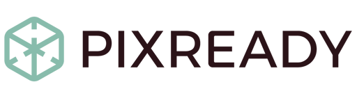 PIXREADY — логотип студії 3D-візуалізації продуктів